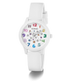 White children's watch with colorful numbers on a white background GUESS Kids White Analog Watch