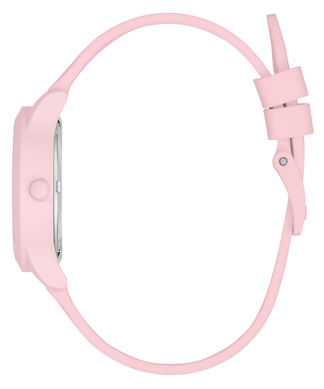 Pink GUESS Kids Pink Analog Watch with a strap on a white background