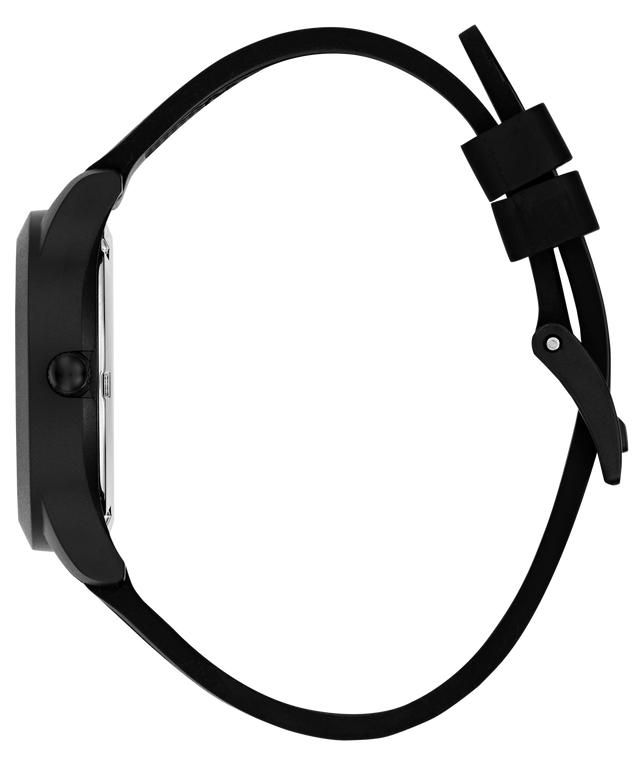 Black GUESS Kids Black Analog Watch with a strap on a transparent background