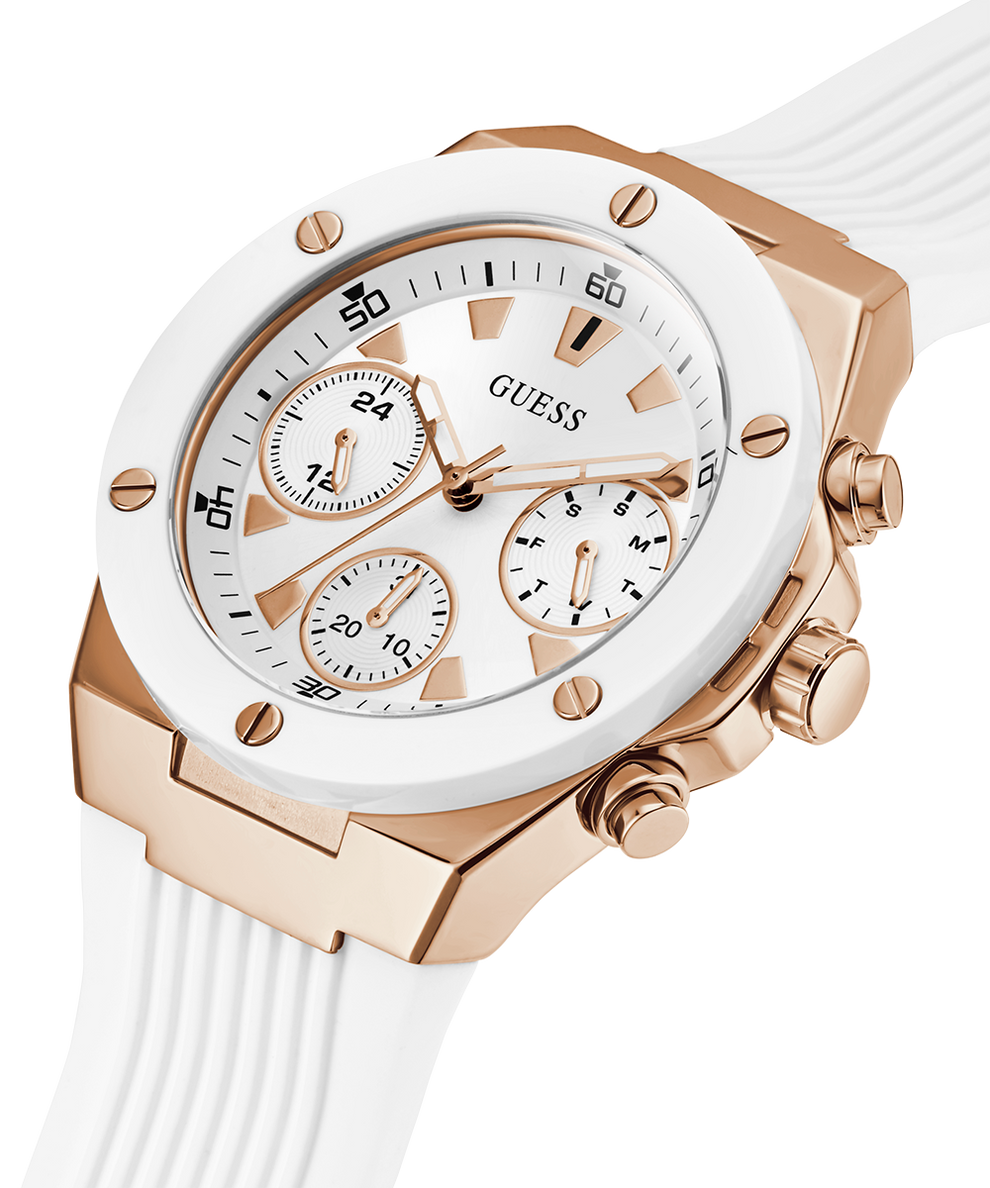 GUESS Ladies White Rose Gold Tone Multi-function Watch lifestyle