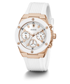 GUESS Ladies White Rose Gold Tone Multi-function Watch