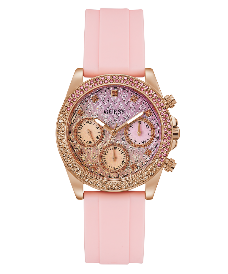 Guess watch pink leather strap best sale