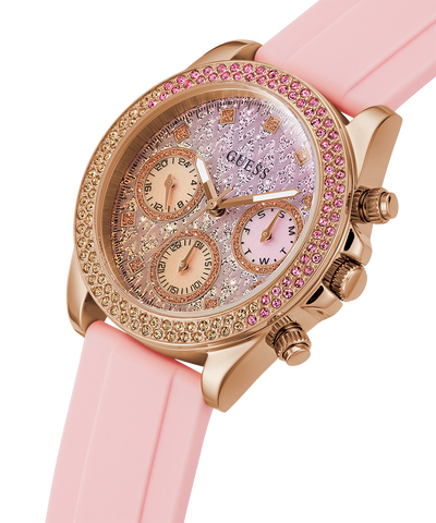 GUESS Ladies Pink Rose Gold Tone Multi-function Watch lifestyle image