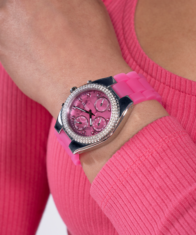 GUESS Ladies Sparkling Pink Limited Edition Watch lifestyle