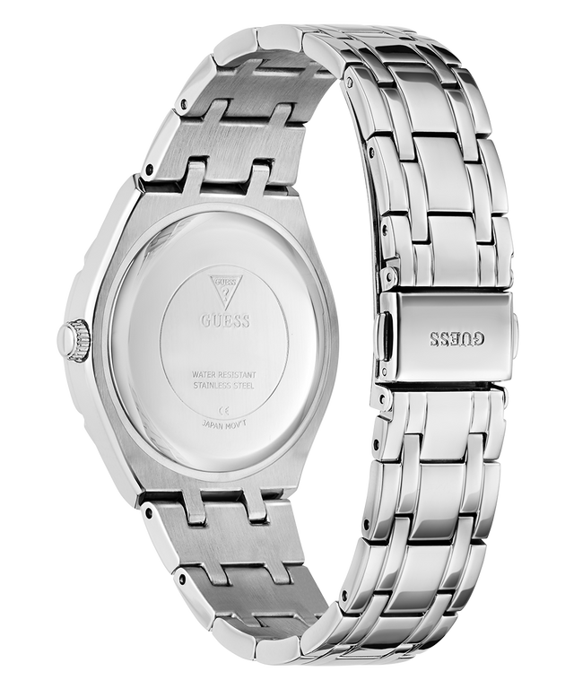 GUESS Ladies Silver Tone Analog Watch caseback