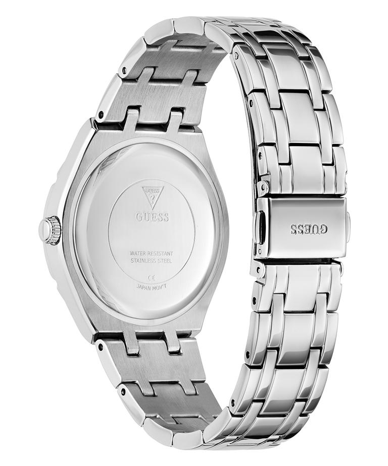 GUESS Ladies Silver Tone Analog Watch caseback