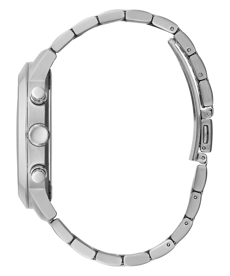 GUESS Mens 45 Silver-Tone  Dress Watch