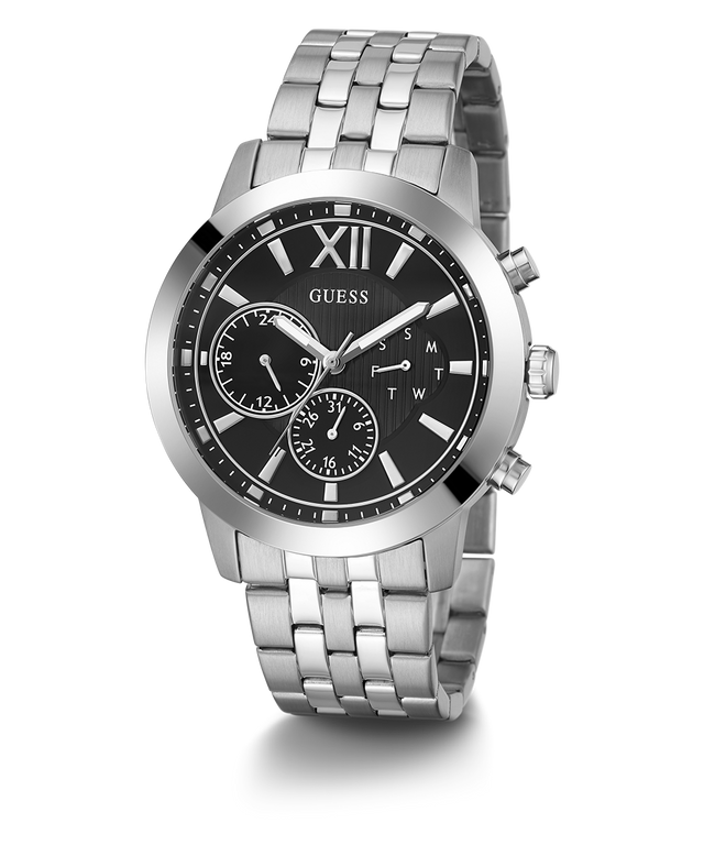 GUESS Mens 45 Silver-Tone  Dress Watch