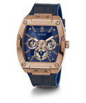 GUESS Mens Blue Gold Tone Multi-function Watch