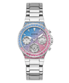Guess watch with colorful gemstones on a white background