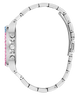 Silver bracelet with colorful gemstones on a white background