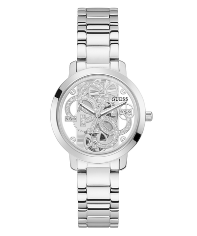 GUESS Ladies Silver Tone Analog Watch straight