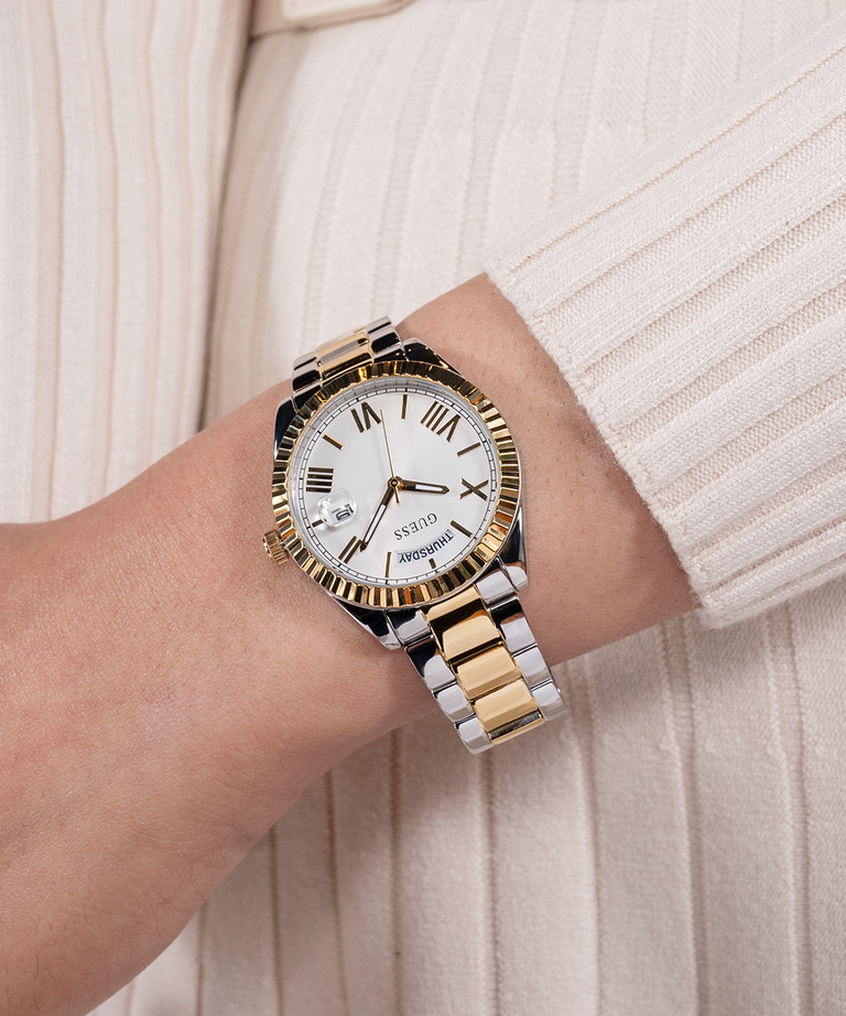 Guess Ladies Luna 2-Tone Gold & Silver Day/Date Watch - GW0308L6 GUESS Guess Ladies Luna 2-Tone Gold & Silver Day/Date Watch - GW0308L6 GUESS