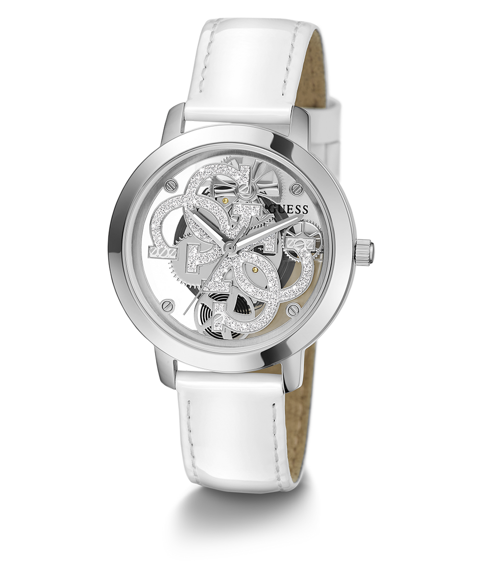 GW0383L4 GUESS Ladies White Silver Tone Analog Watch angle