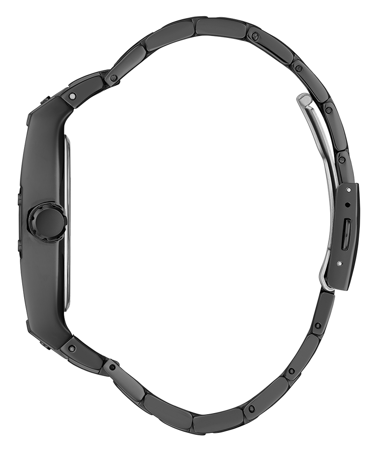 Black watch case on a white background