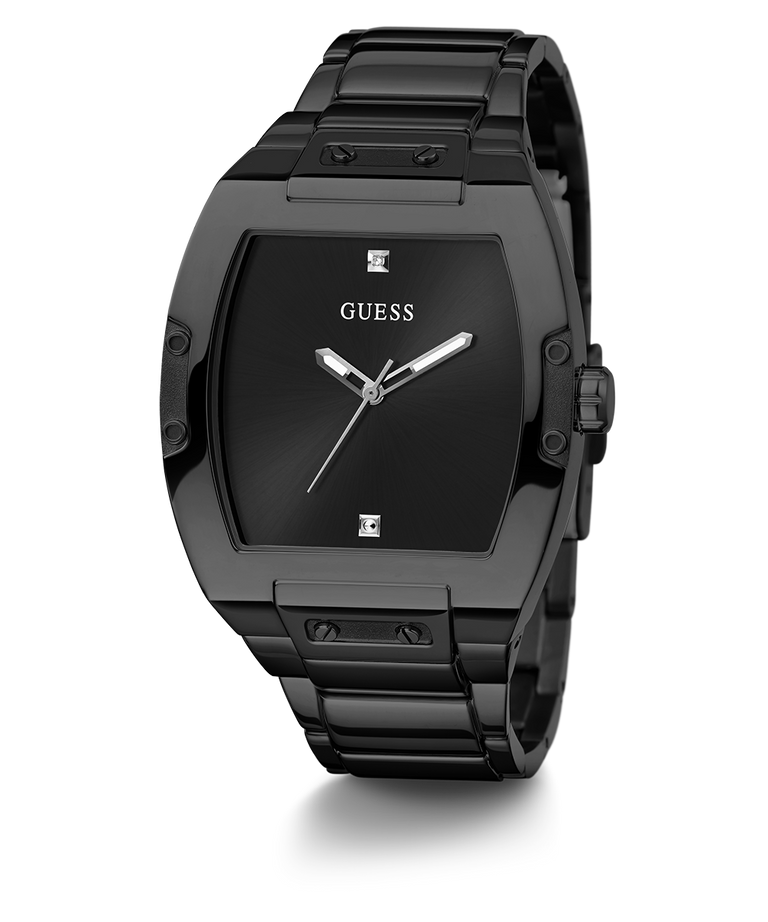 Black Guess watch on a white background