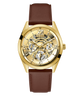 GUESS Mens Chocolate Brown Gold Tone Multi-function Watch