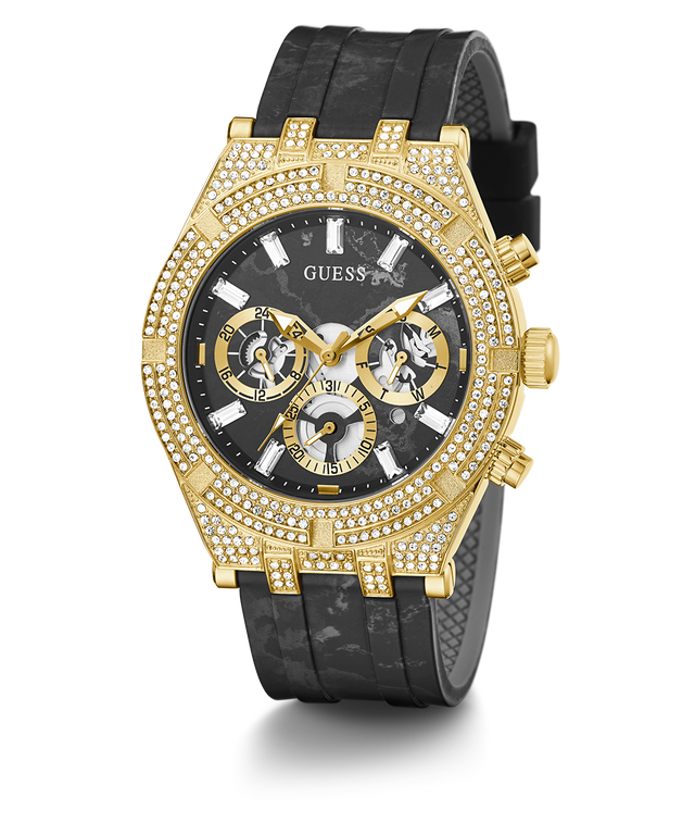 GUESS Mens Black Gold Tone Multi-function Watch main