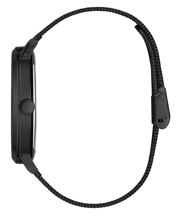Black watch with braided strap on a white background