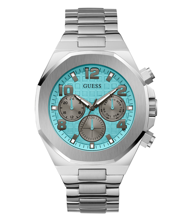 GUESS Mens Silver Tone Multi-function Watch