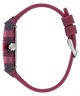 GUESS Mens Red Analog Watch with a red and black plaid face and red strap on a white background