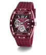 GUESS Mens Red Analog Watch watch with a detailed face on a white background
