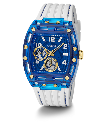 GUESS Mens White Blue Multi-function Watch angle