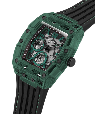 GW0499G7 GUESS Mens Black Green Multi-function Watch lifestyle angle