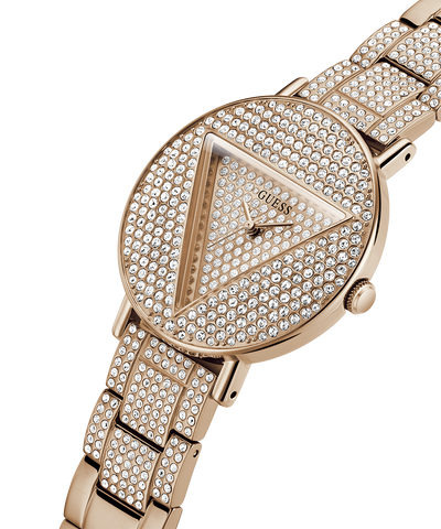 GUESS Ladies Rose Gold Analog Watch lifestyle angle