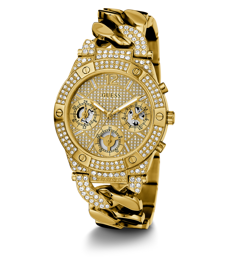 Reloj multifunción GUESS para dama en tono dorado