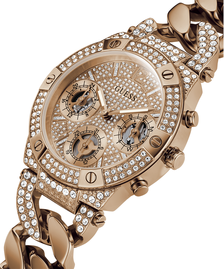 GUESS Ladies Rose Gold Tone Multi-function Watch lifestyle angle