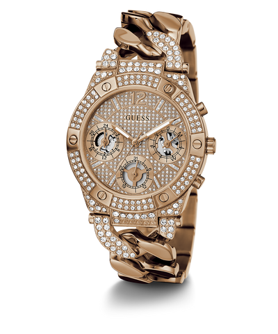 GUESS Ladies Rose Gold Tone Multi-function Watch angle
