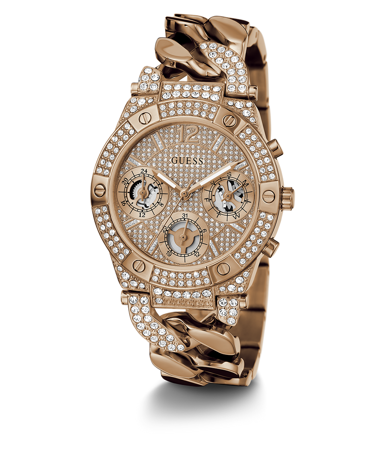 GUESS Ladies Rose Gold Tone Multi-function Watch angle