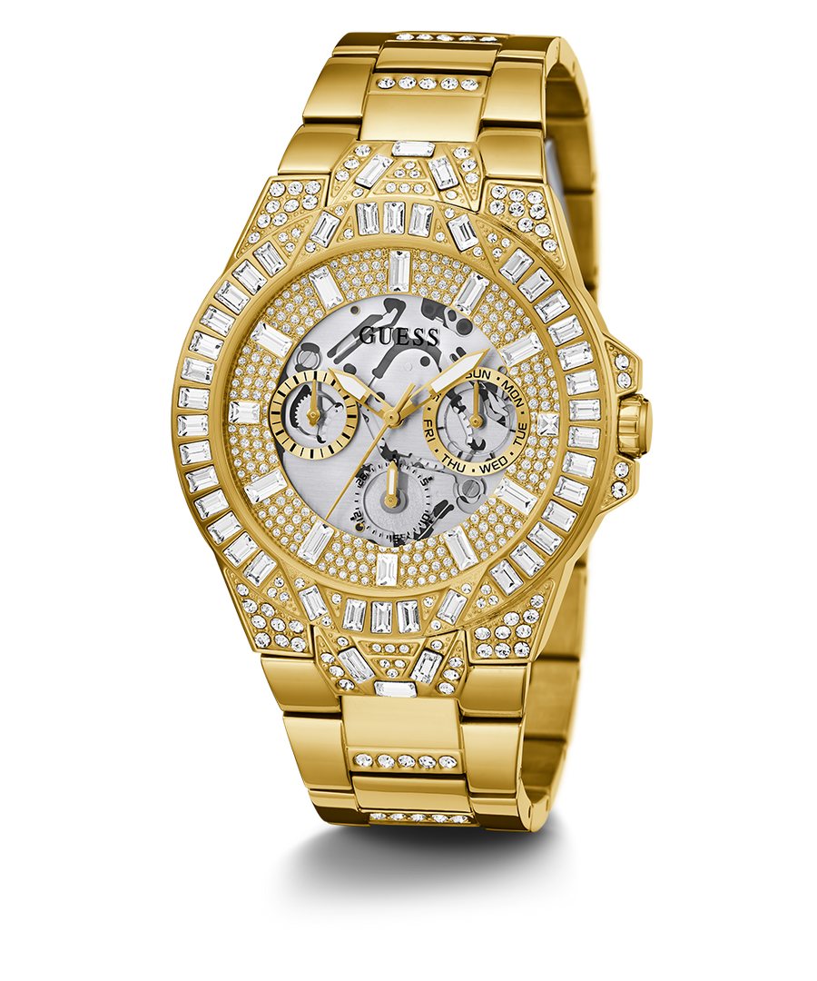 GUESS Mens Gold Tone Multi-function Watch