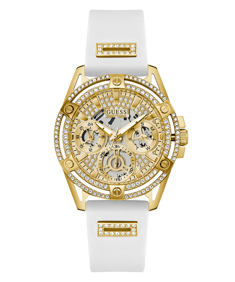 GUESS Ladies White Gold Tone Multi-function Watch