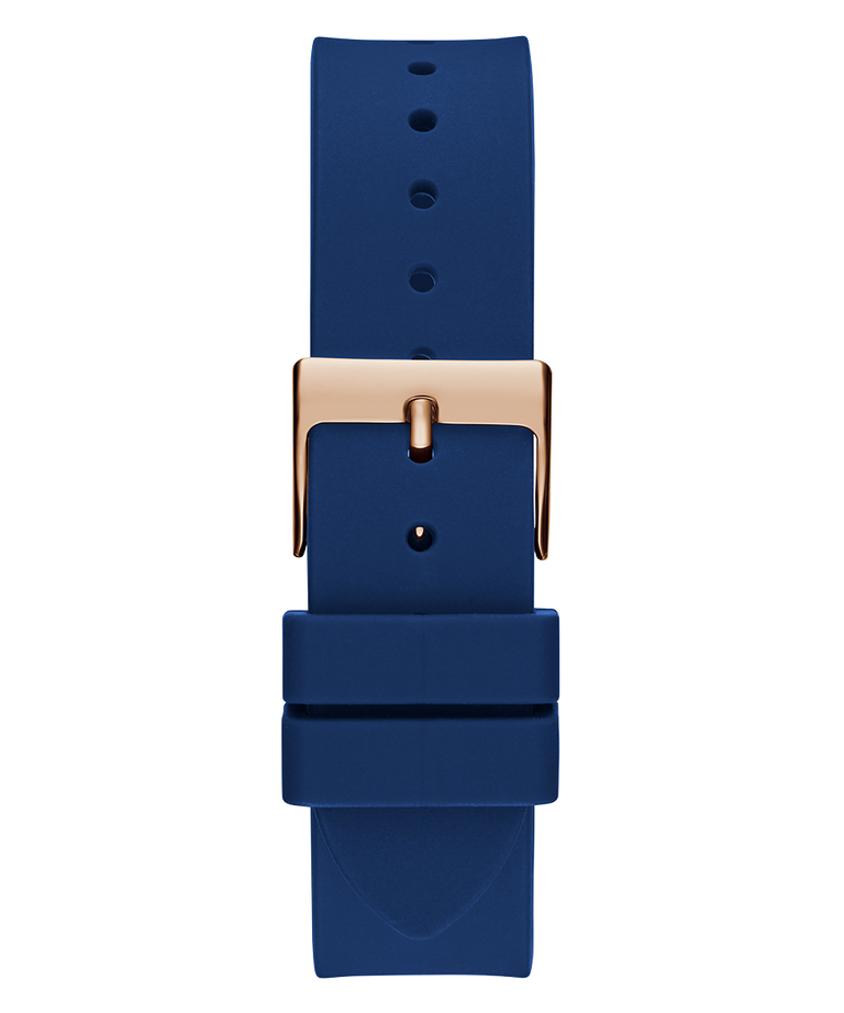 GUESS Ladies Blue Rose Gold Tone Multi-function Watch back view