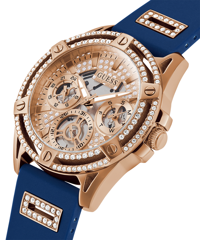 GUESS Ladies Blue Rose Gold Tone Multi-function Watch lifestyle