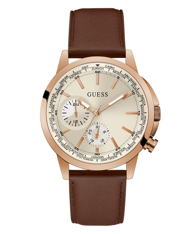 GUESS Mens Brown Rose Gold Tone Multi-function Watch secondary image