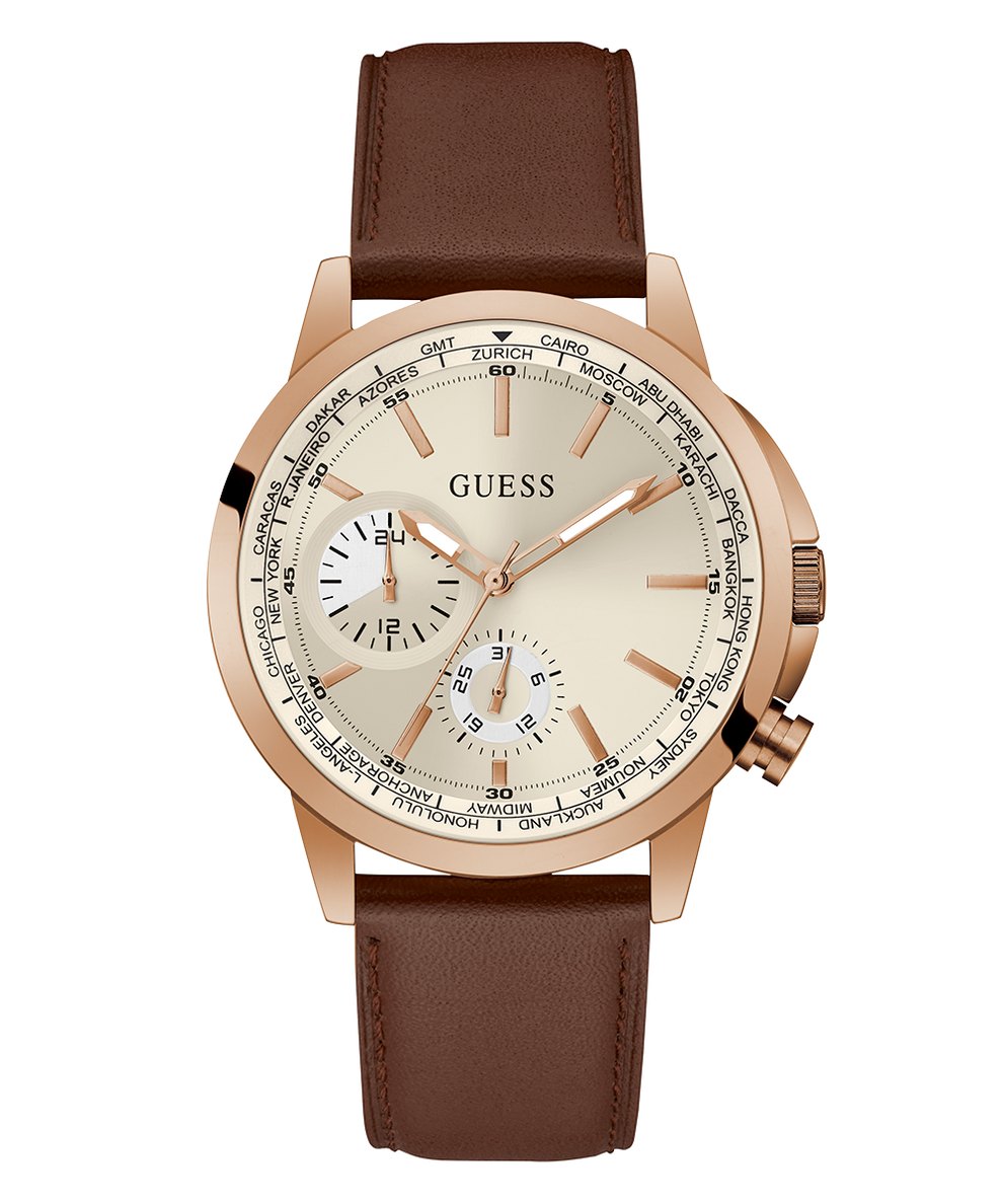 GUESS Mens Brown Rose Gold Tone Multi-function Watch secondary image