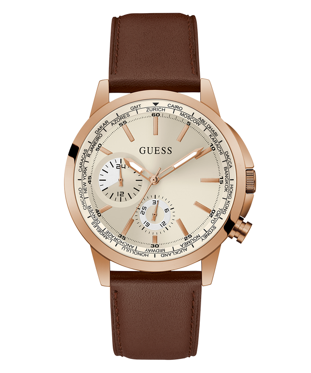 GUESS Mens Brown Rose Gold Tone Multi-function Watch secondary image