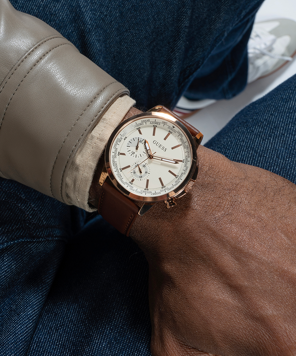 Relojes Guess Para Hombre Reloj Guess Coffee-Tone Y Cuero