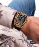 GUESS Mens Black Gold Tone Analog Watch lifestyle
