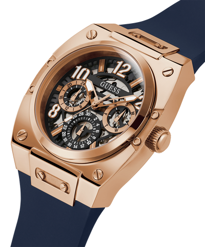 GUESS Mens Navy Rose Gold Tone Multi-function Watch lifestyle