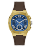 GUESS Mens Brown Gold Tone Multi-function Watch