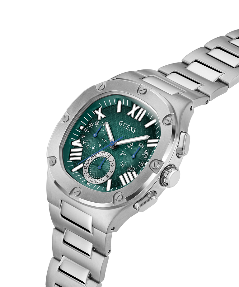 GW0572G6 GUESS Mens Silver Tone Multi-function Watch lifestyle