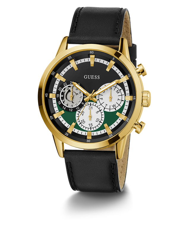 GUESS Mens Black Gold Tone Multi-function Watch main