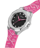 GUESS Ladies Pink Silver Tone Analog Watch lifestyle angle