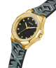 GUESS Ladies Black Gold Tone Analog Watch lifestyle angle