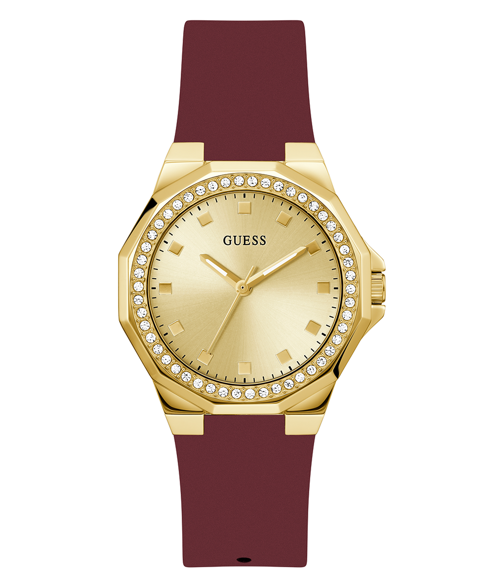 GUESS Ladies Red Gold Tone Analog Watch