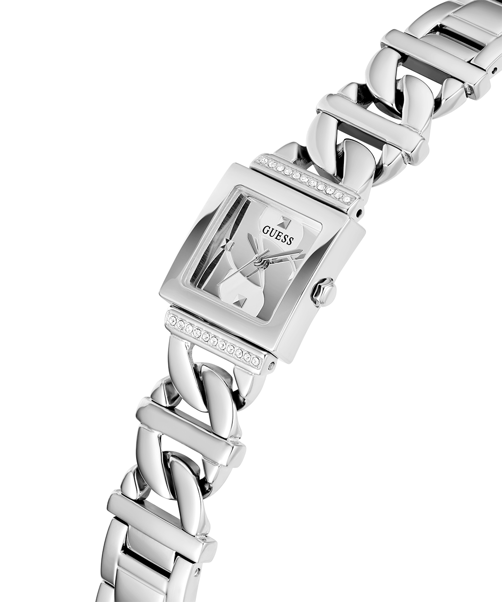 Silver Diamond Dial Silver Chain Watch For Women